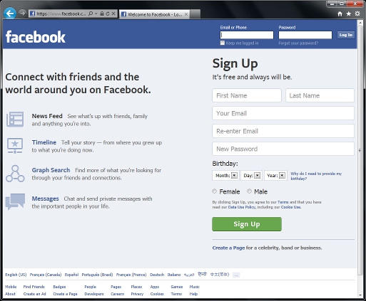 Facebook Home Page