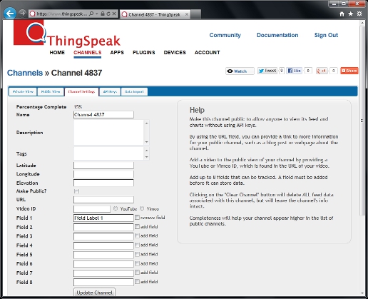 Channel Settings Form